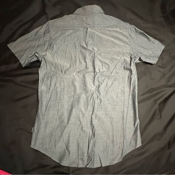 Brixton Charcoal Gray Button-Up Short Sleeve Cotton Shirt Size Medium - Picture 8 of 8